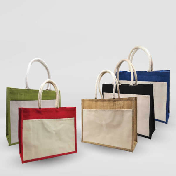 Big Jute with Pocket Tote Bag