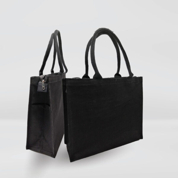 Black Juco Zipper Tote Bag